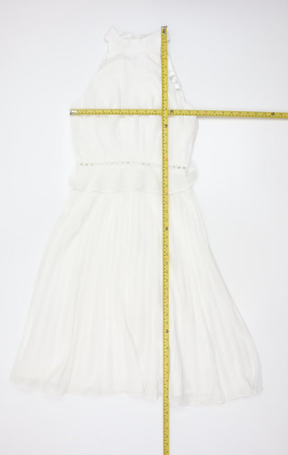 Chi Chi London Women White UK 10 Maxi Halter Chiffon Occasion Dress