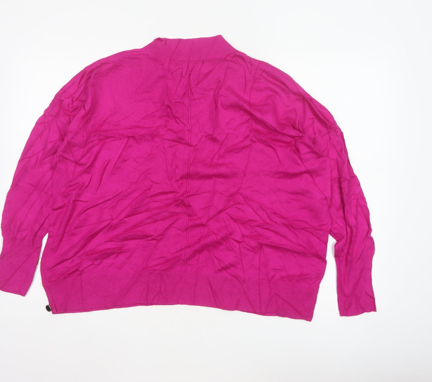 Next Women Pink L V-Neck Fine Knit Button Detail Jumper