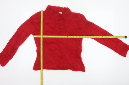 Twiggy Women Red L Mohair Blend Roll Neck Long Sleeve Knit Jumper