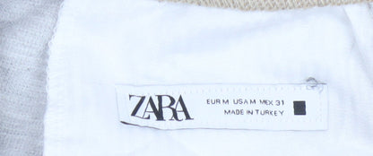 Zara Women Beige Size 12 Tapered Drawstring Trousers