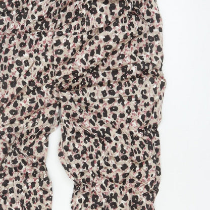 Zara Women Multicoloured XS Animal Print Jogger Trousers Elastic Waist