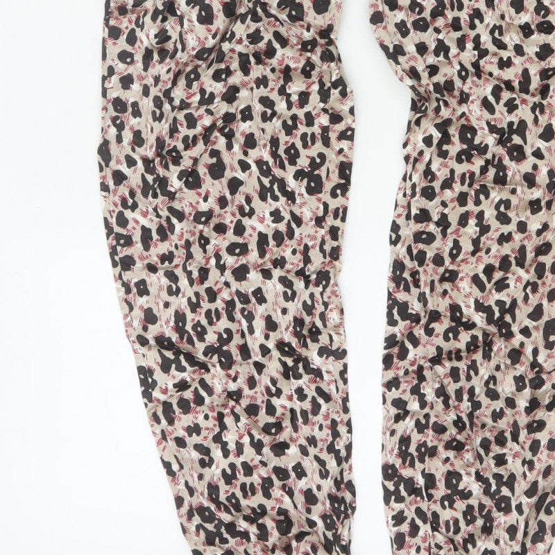 Zara Women Multicoloured XS Animal Print Jogger Trousers Elastic Waist