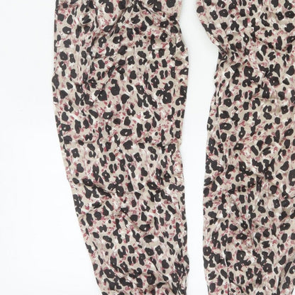Zara Women Multicoloured XS Animal Print Jogger Trousers Elastic Waist