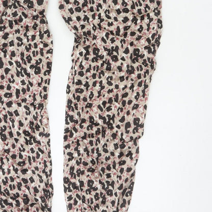 Zara Women Multicoloured XS Animal Print Jogger Trousers Elastic Waist