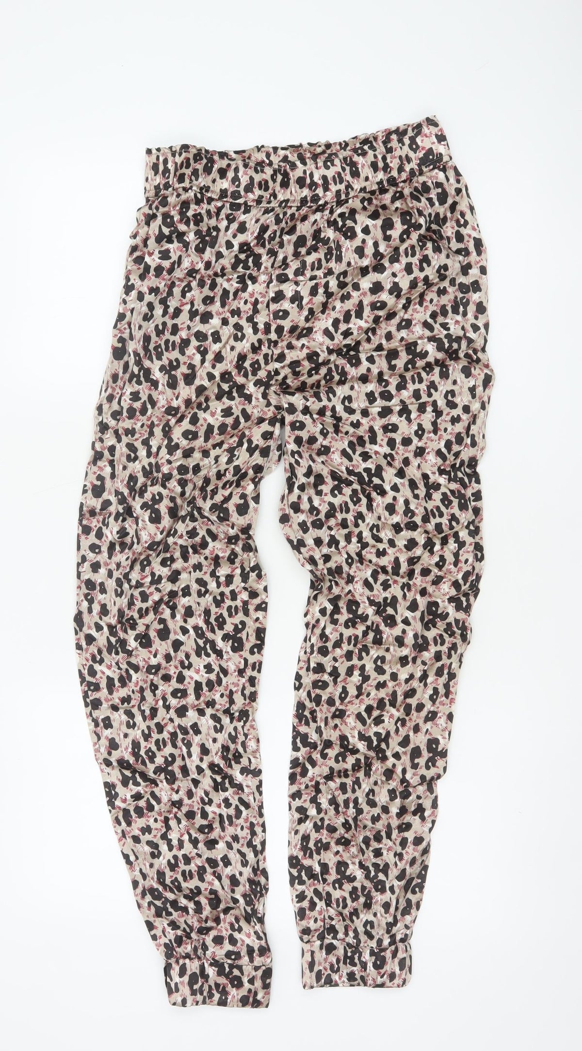 Zara Women Multicoloured XS Animal Print Jogger Trousers Elastic Waist