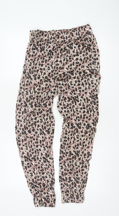 Zara Women Multicoloured XS Animal Print Jogger Trousers Elastic Waist