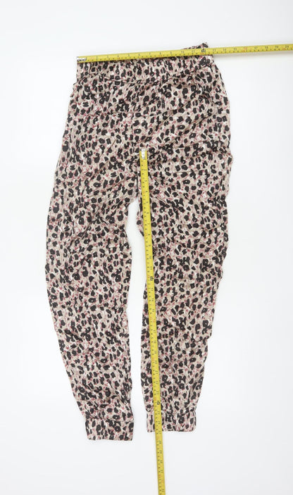 Zara Women Multicoloured XS Animal Print Jogger Trousers Elastic Waist