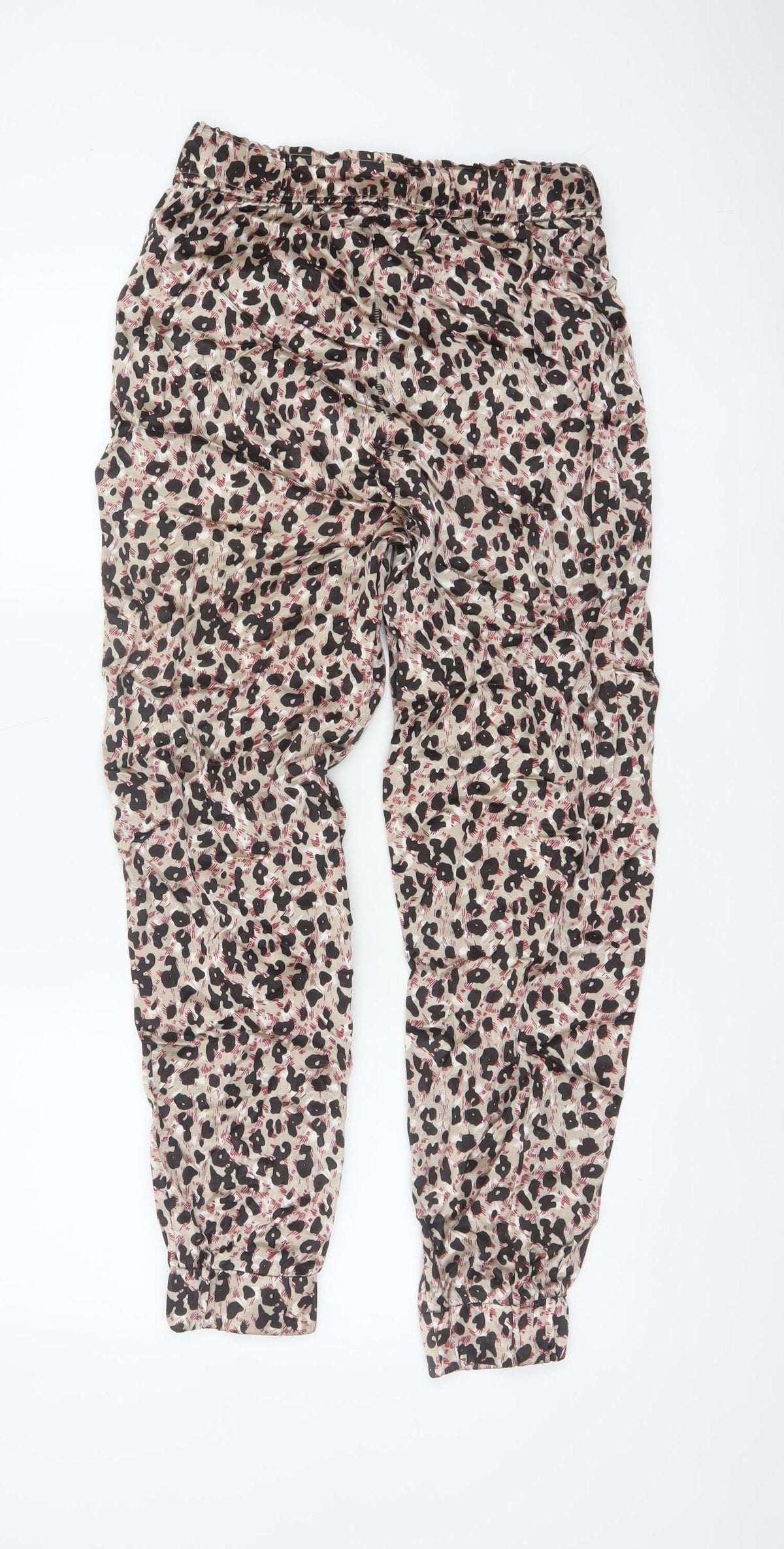 Zara Women Multicoloured XS Animal Print Jogger Trousers Elastic Waist