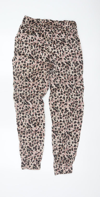 Zara Women Multicoloured XS Animal Print Jogger Trousers Elastic Waist