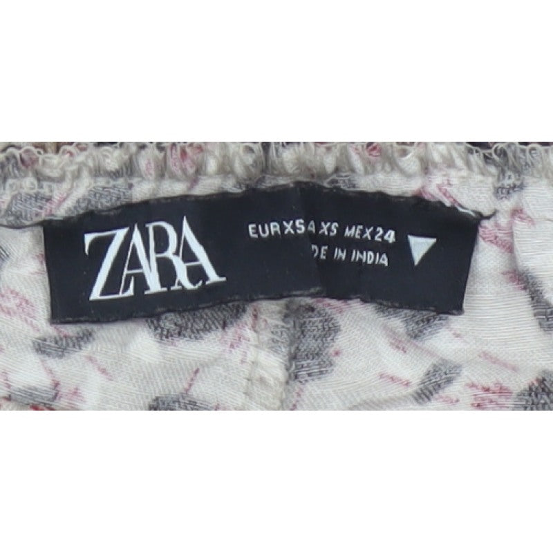 Zara Women Multicoloured XS Animal Print Jogger Trousers Elastic Waist
