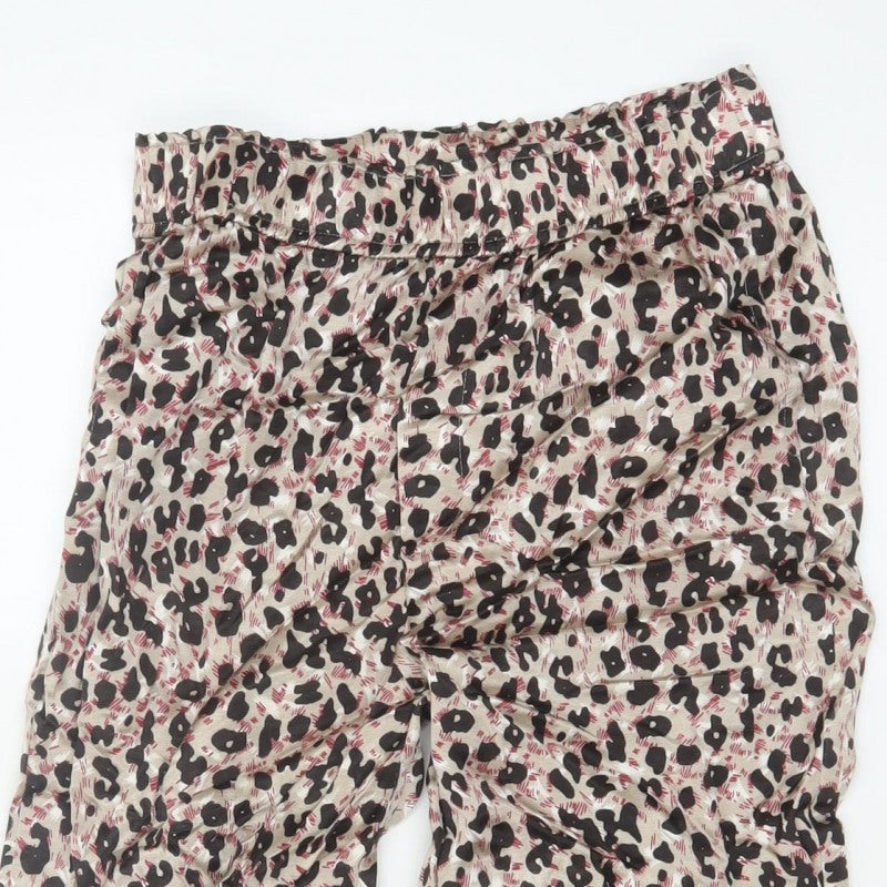 Zara Women Multicoloured XS Animal Print Jogger Trousers Elastic Waist