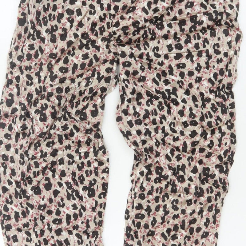 Zara Women Multicoloured XS Animal Print Jogger Trousers Elastic Waist