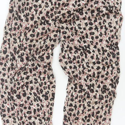 Zara Women Multicoloured XS Animal Print Jogger Trousers Elastic Waist