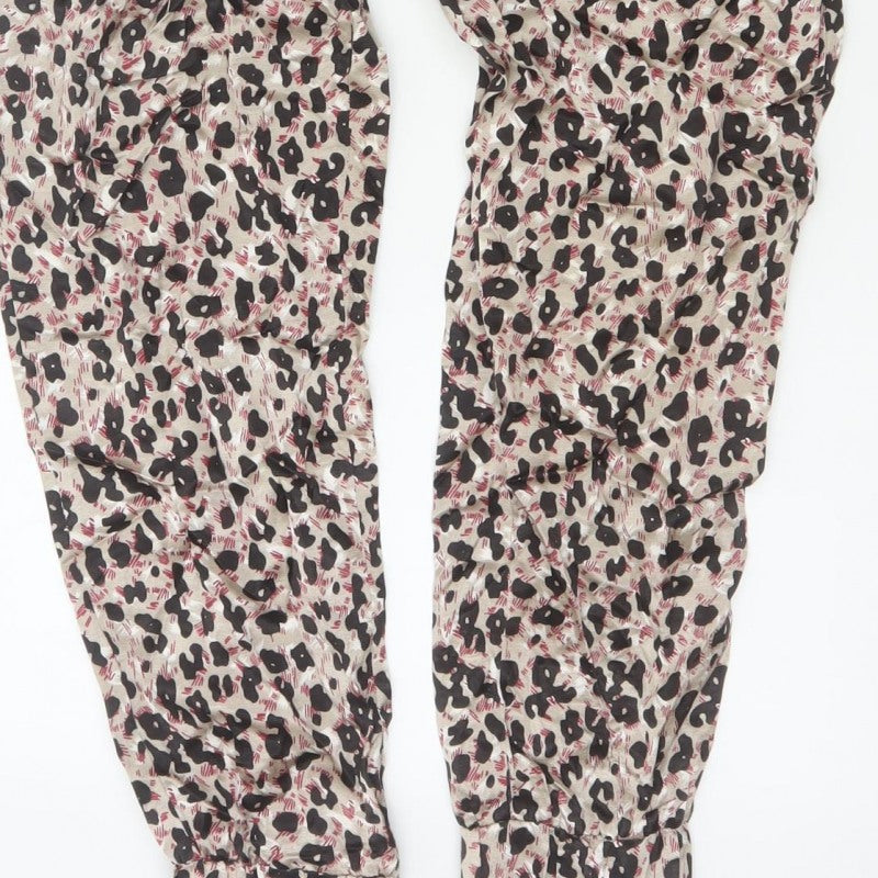 Zara Women Multicoloured XS Animal Print Jogger Trousers Elastic Waist