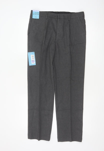 Marks & Spencer Boys Grey 12 Plus Fit Regular Leg School Trousers