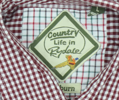 Rydale Men’s Red Check Short Sleeve Button-Up Shirt Size L