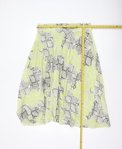 New Look Women Yellow Grey Animal Print Petite UK 16 Long A-Line Skirt