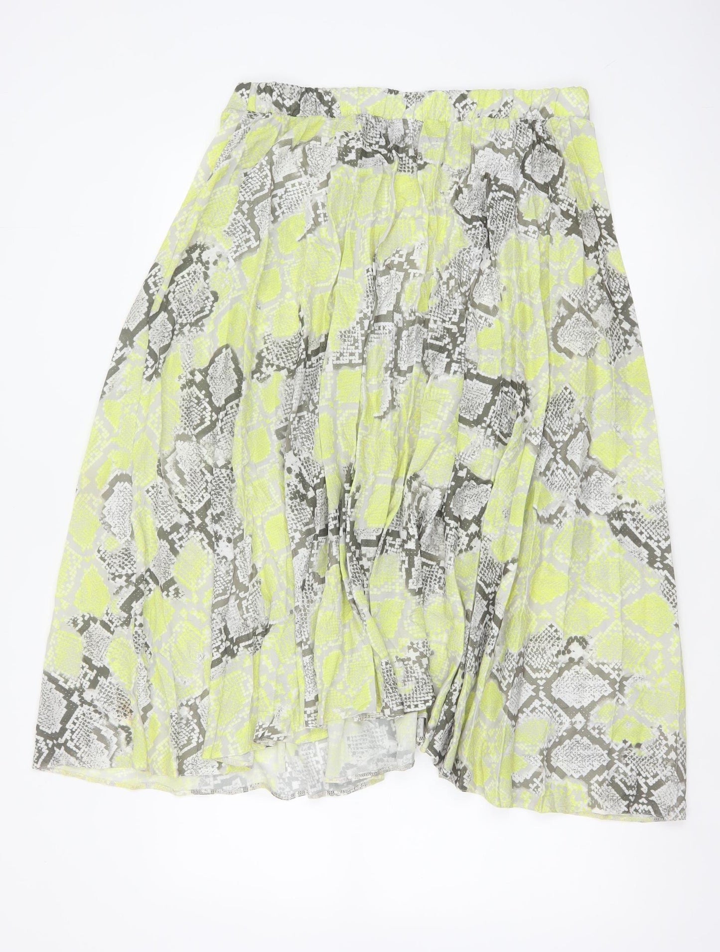 New Look Women Yellow Grey Animal Print Petite UK 16 Long A-Line Skirt