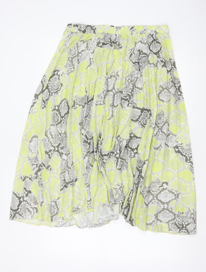 New Look Women Yellow Grey Animal Print Petite UK 16 Long A-Line Skirt