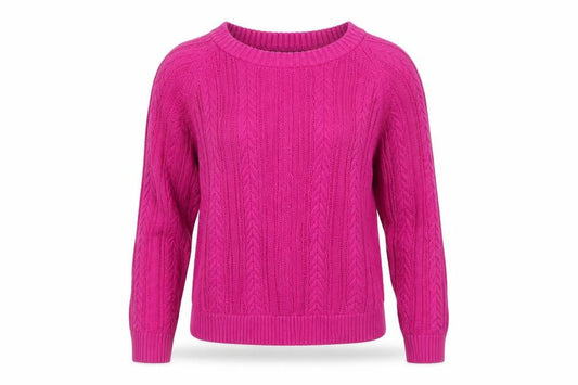 Lands' End Women's Pink XS Petite Cable Knit Cotton Jumper