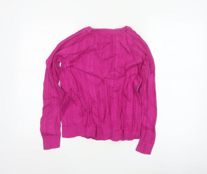 Lands' End Women's Pink XS Petite Cable Knit Cotton Jumper