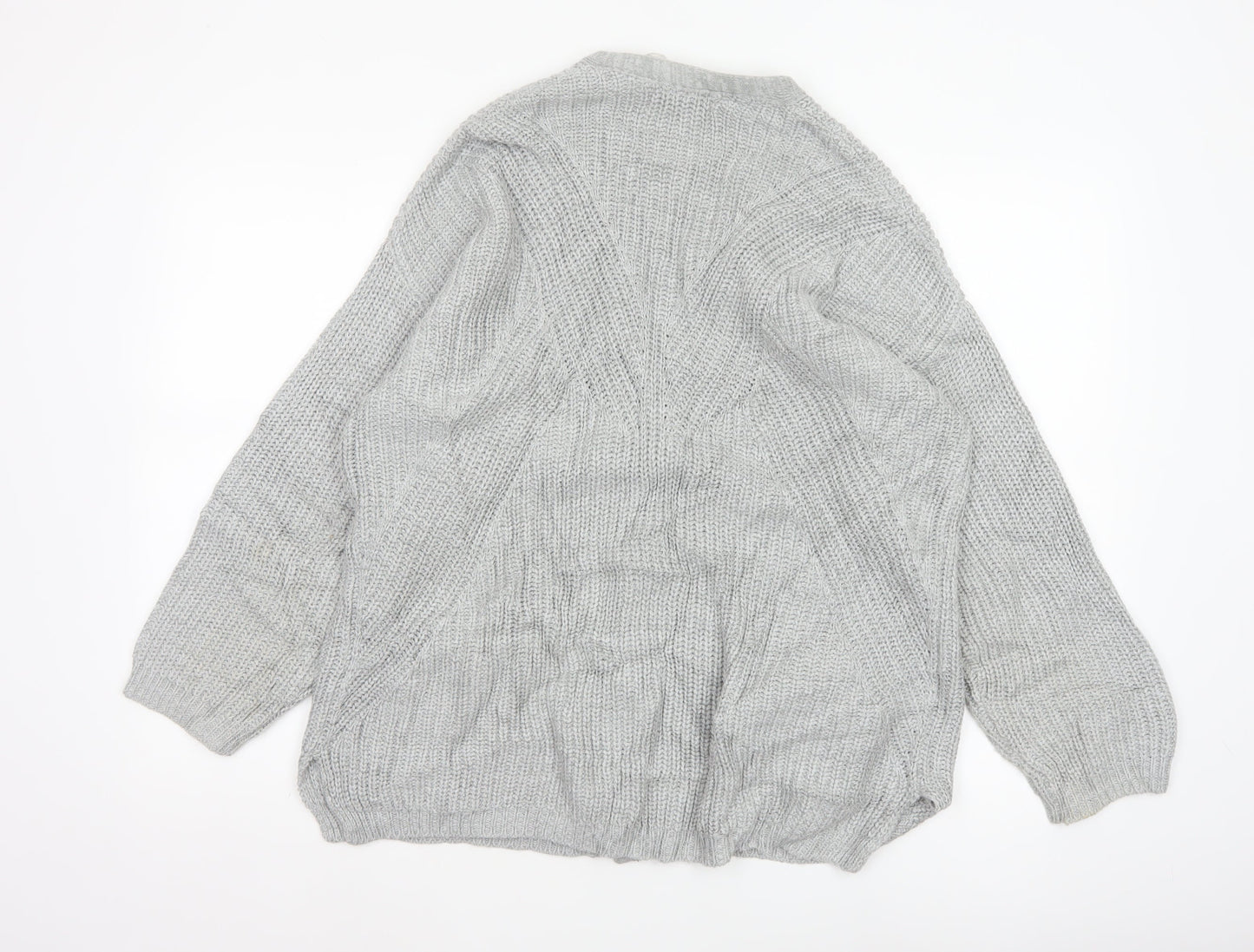 M&S Per Una Women Grey UK 18 Chunky Cable Knit Button Cardigan