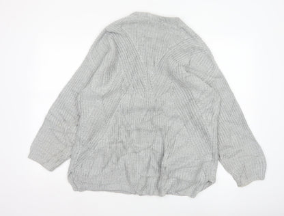 M&S Per Una Women Grey UK 18 Chunky Cable Knit Button Cardigan