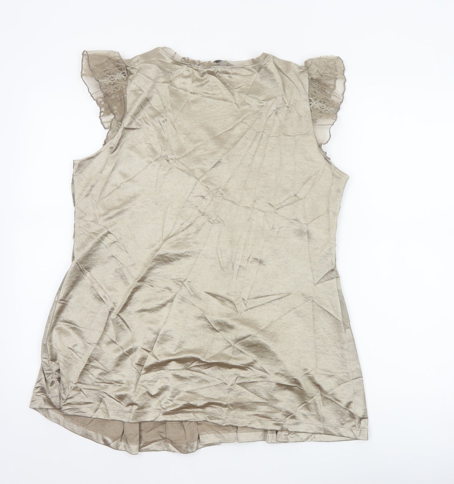M&S Per Una Women Beige Floral Mesh Wrap Blouse Size 16