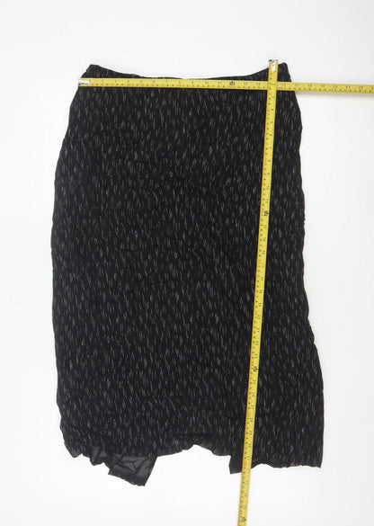 Marks and Spencer Women Black Silver Glitter Pencil Midi Skirt UK 16