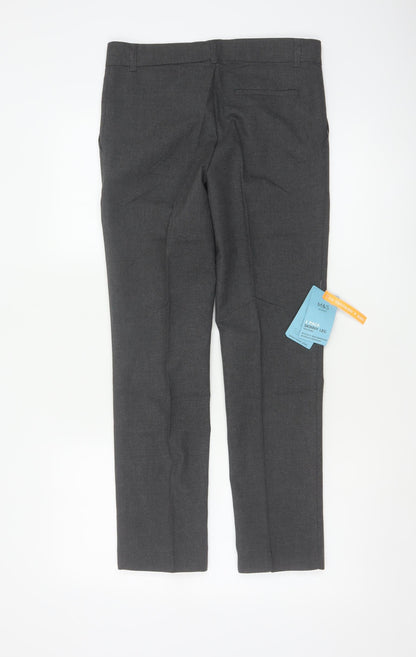 Marks and Spencer Boys Grey 12-13 Years Skinny Leg School Trousers 2 Pack