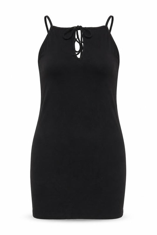 Zara Women Black L Bodycon Halter Knit Backless Knee Dress