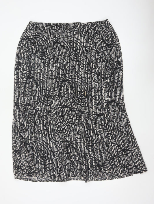 Windsmoor Women Grey Paisley Flared Midi Skirt UK 16 Lined