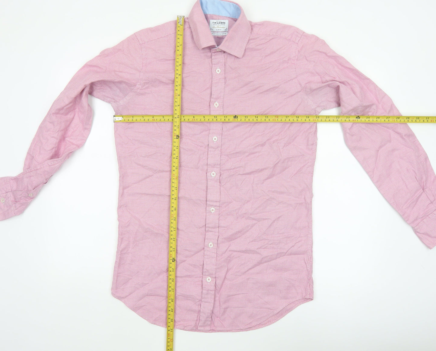 TM Lewin Men’s Pink 15.5 Slim Fit Cotton Long Sleeve Shirt