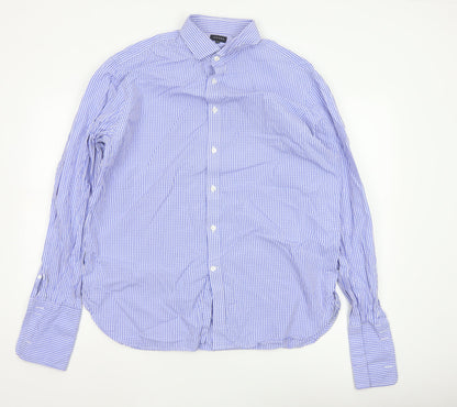 Jaeger Men’s Blue Check Button-Up Shirt Size 17 Long Sleeve