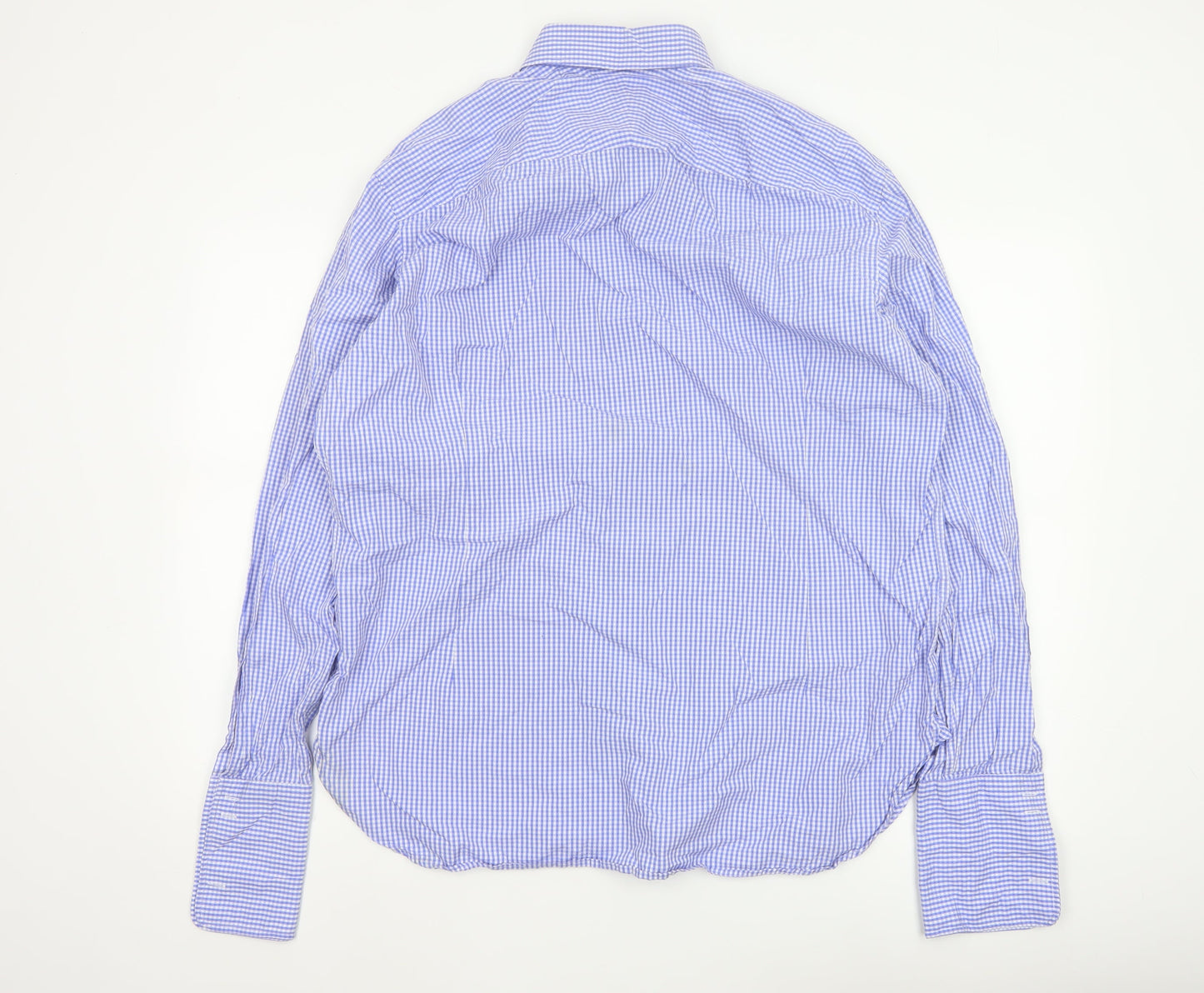 Jaeger Men’s Blue Check Button-Up Shirt Size 17 Long Sleeve