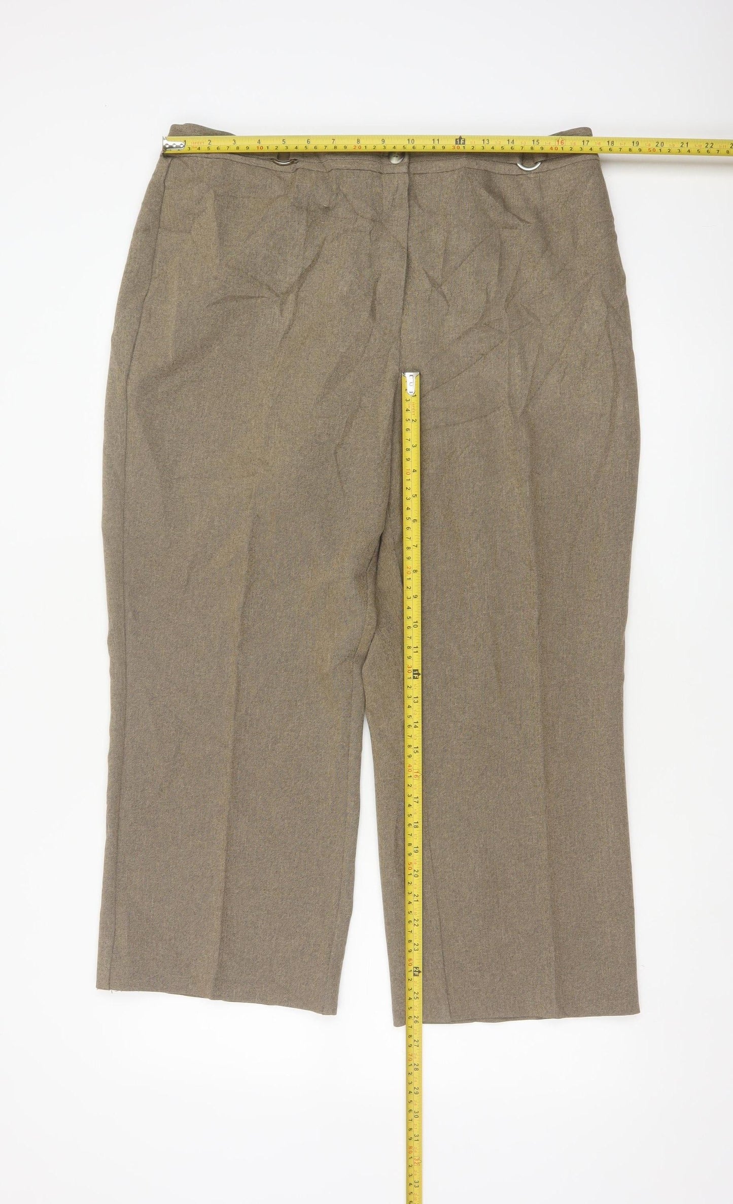 Marks and Spencer Women's Brown UK 18 Short Tailored Straight Trousers