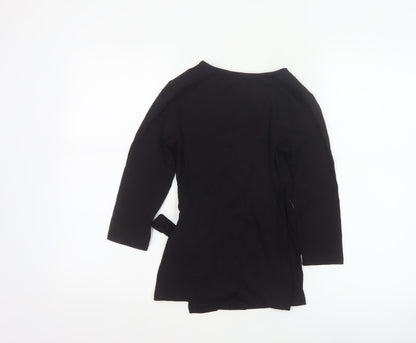 Jane Norman Women’s Black UK 8 Wrap V-Neck Buckle Blouse