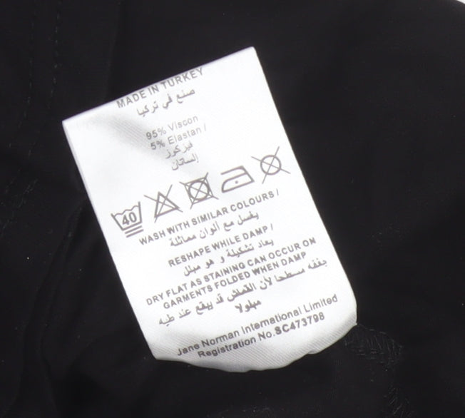 Jane Norman Women’s Black UK 8 Wrap V-Neck Buckle Blouse