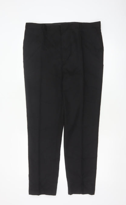 M&S Boys Black 17-18 Years Slim Fit School Dress Trousers NWT