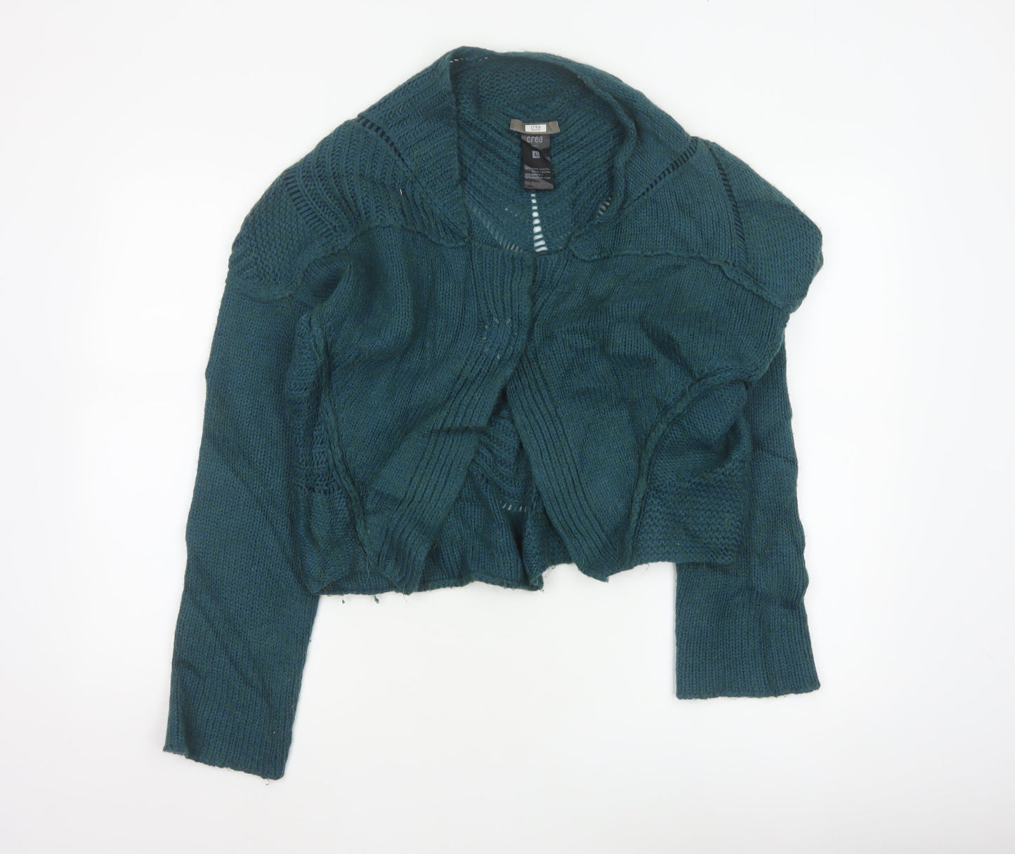 Crea Concept Women Green L Cable-Knit Cowl Neck Alpaca Blend Jumper