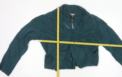 Crea Concept Women Green L Cable-Knit Cowl Neck Alpaca Blend Jumper