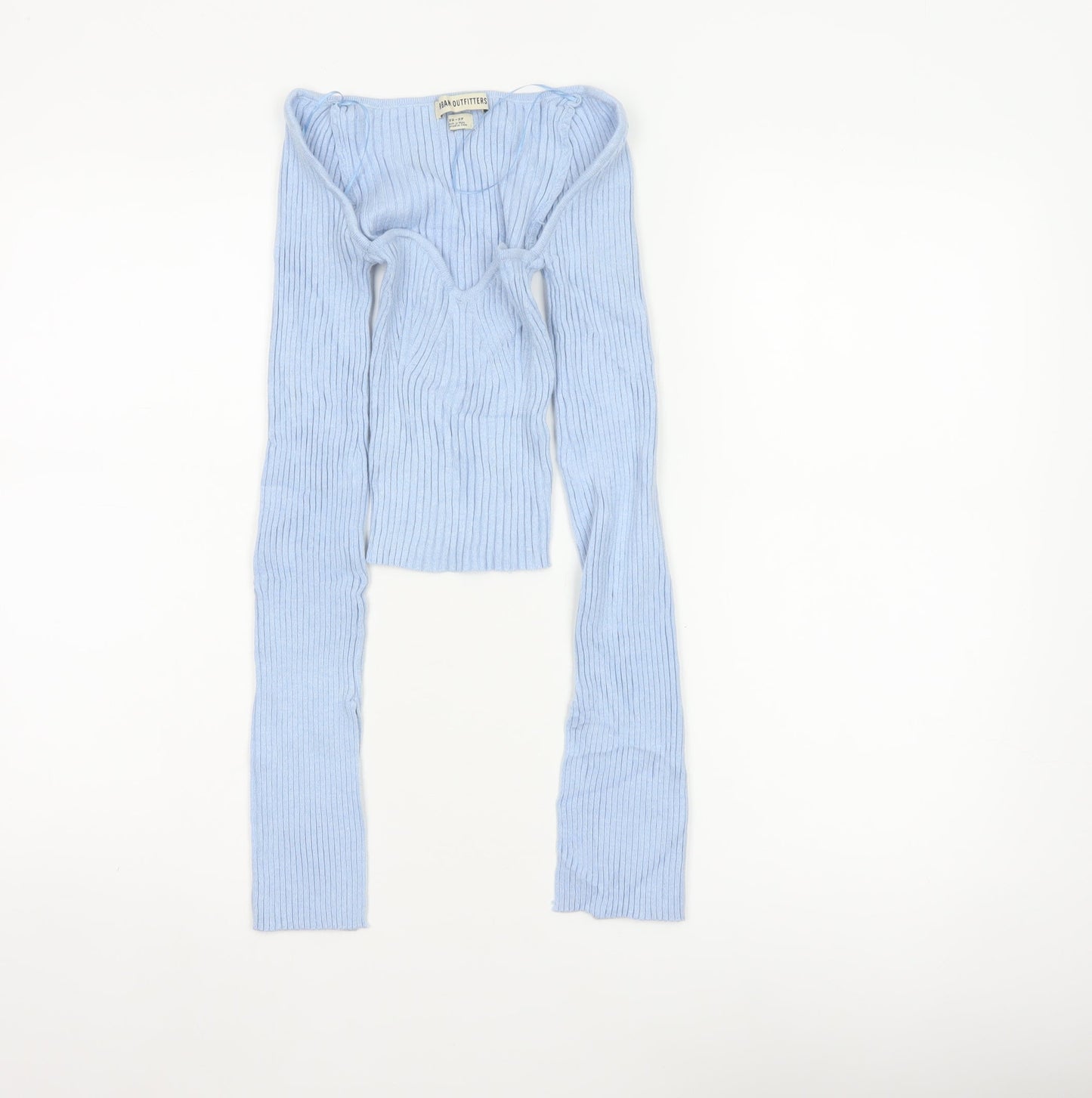 Urban Outfitters Women Blue XS Ribbed Knit Long Sleeve Pullover