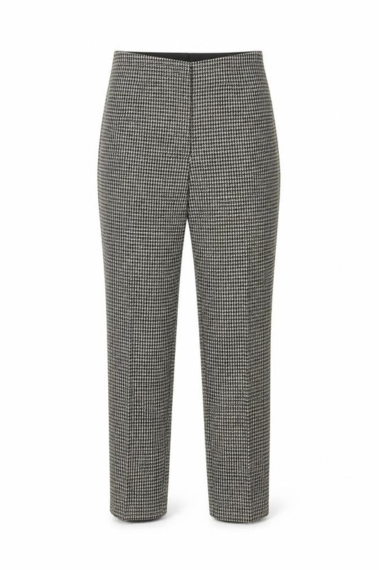 H&M Women Black White Check Tapered Smart Trousers Size S