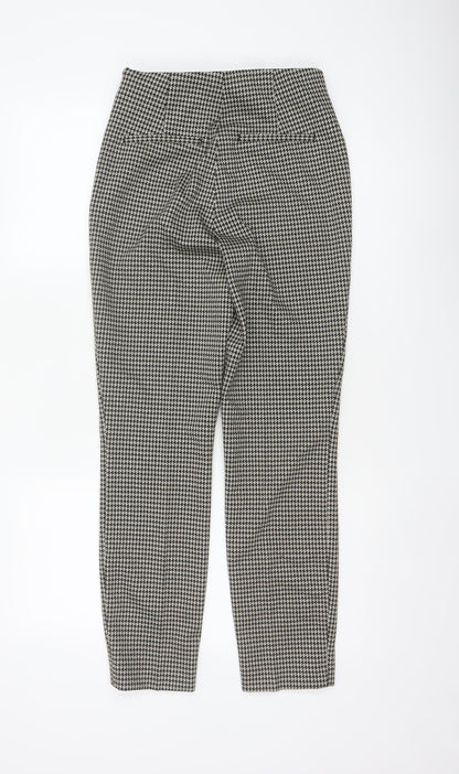 H&M Women Black White Check Tapered Smart Trousers Size S