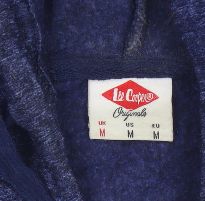 Lee Cooper Men’s Blue M Full Zip Hooded Fleece Hoodie London Logo