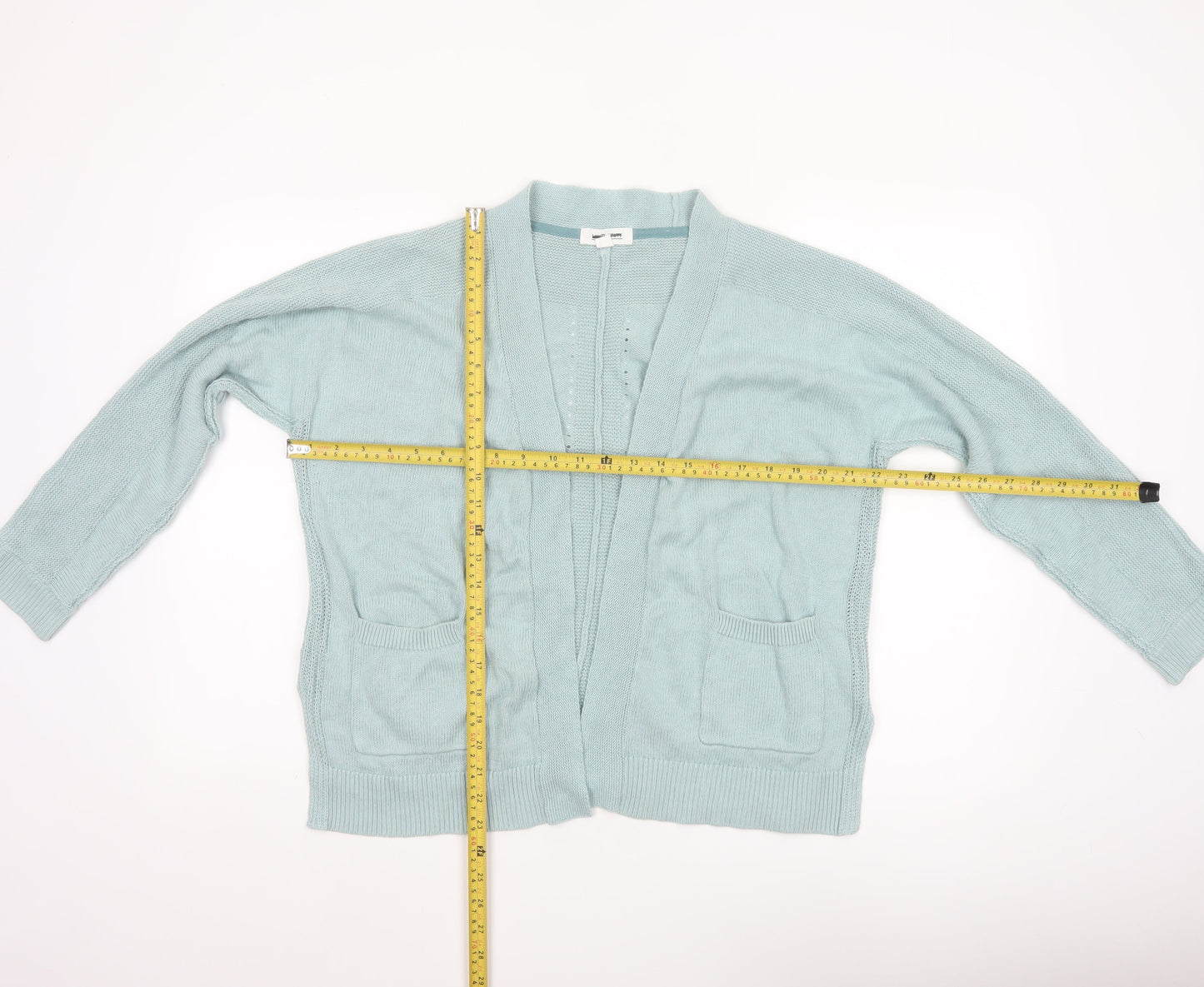 White Stuff Women Blue UK 14 Open Knit Cotton Cardigan Pockets