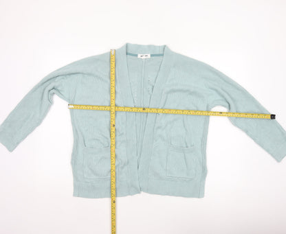 White Stuff Women Blue UK 14 Open Knit Cotton Cardigan Pockets