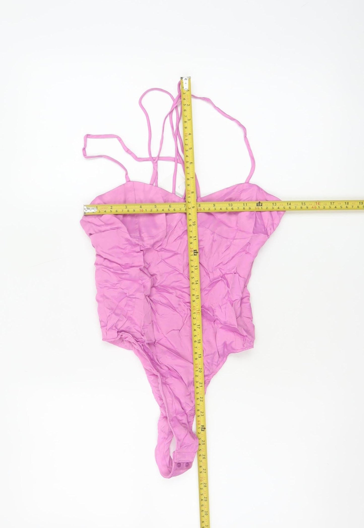 Zara Women Pink S Strappy Ruched Stretch Bodysuit Party Clubwear