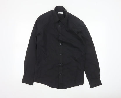 Jack Reid Men's Black 14.5 Easy Care Long Sleeve Button-Up Shirt