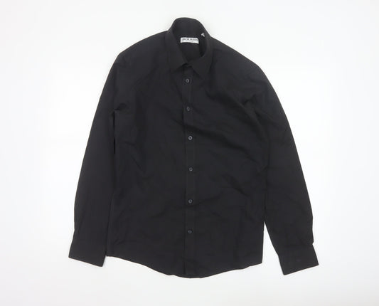 Jack Reid Men's Black 14.5 Easy Care Long Sleeve Button-Up Shirt